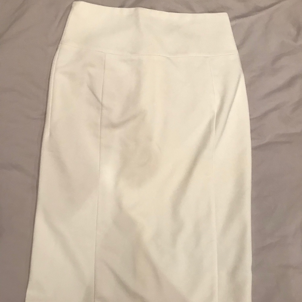High waisted white pencil skirt